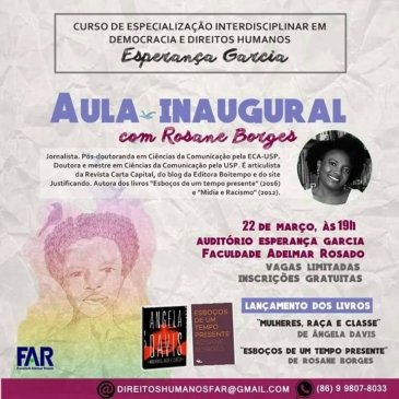 Aula inaugural da Especialização em Direitos Humanos acontece nesta quarta