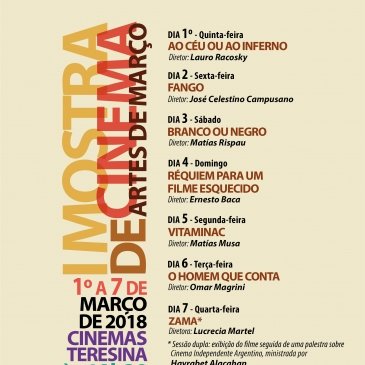 I Mostra de Cinema Artes de Março: filmes independentes argentinos com sessão gratuita e palestra