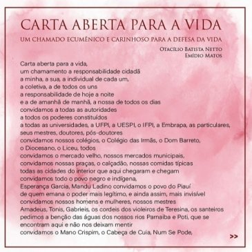 Professores da Ufpi lançam carta com apelo pela vida